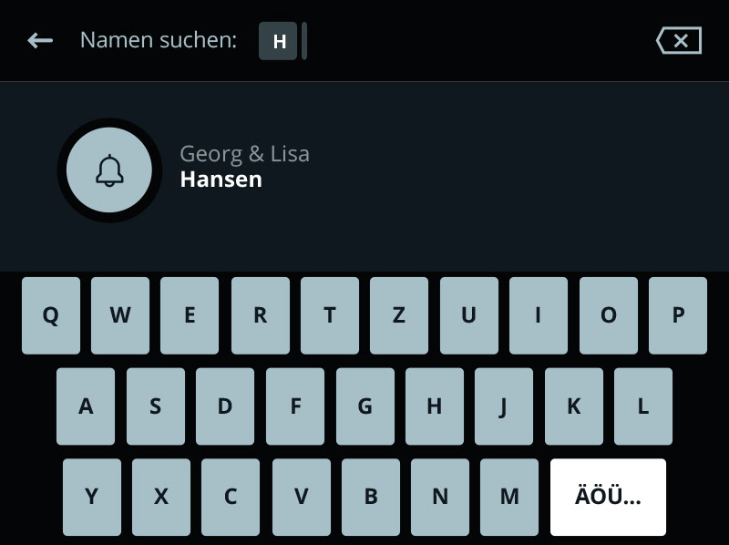 Detailaufnahme Suchfunktion COMFORT-Türstation
