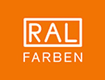 Logo RAL Farben auf orangnem Hintergrund