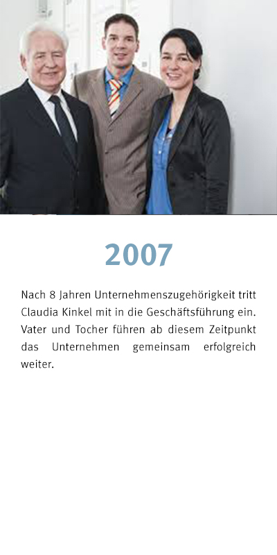 Historie 2007 Claudia Kinkel wechselt in die Geschäftsführung 