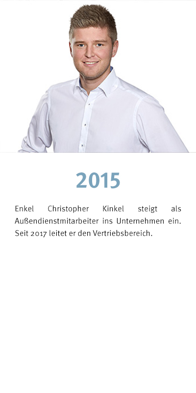 Historie 2015 Christopher Kinkel steigt ins Unternehmen ein